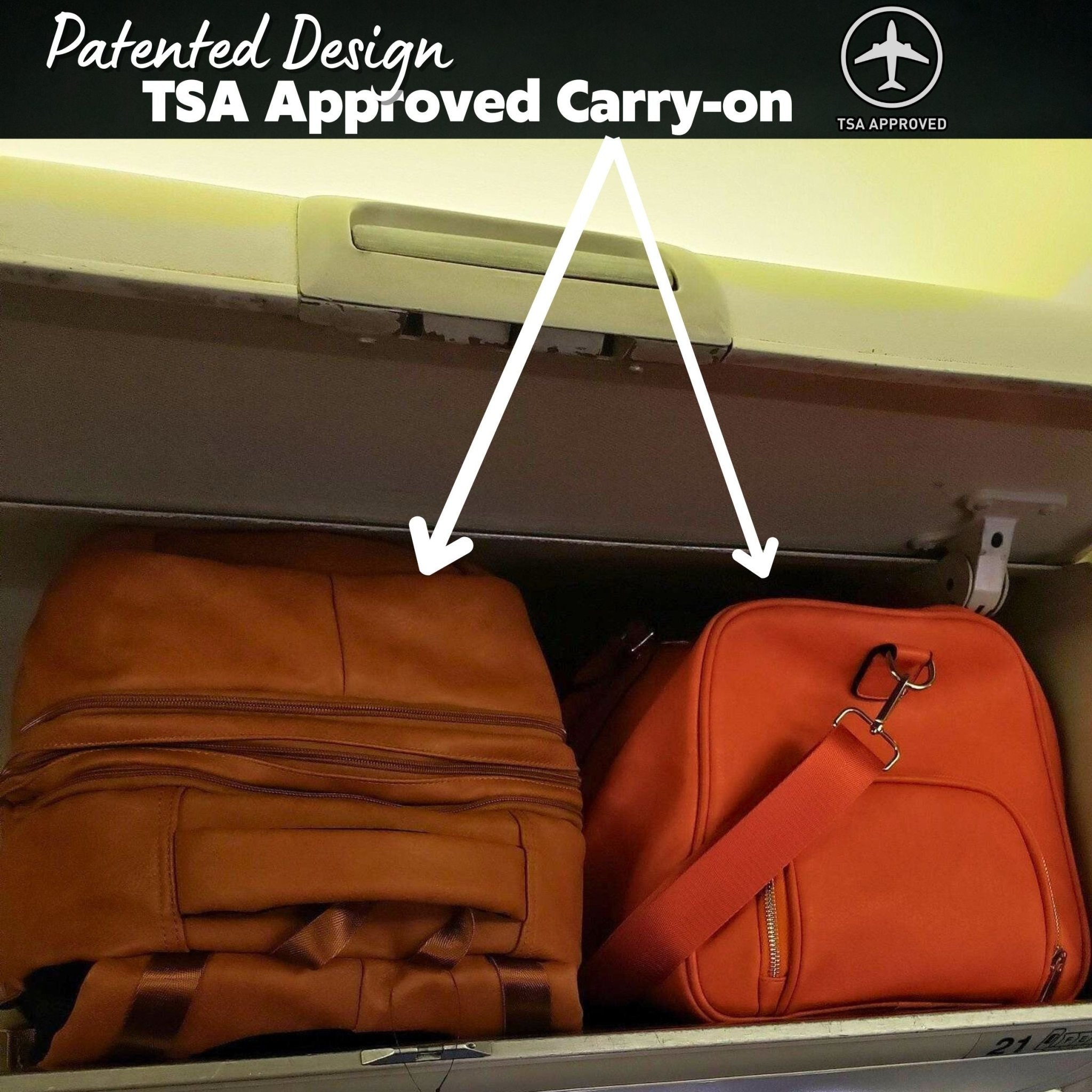 Brown Leather Patented Carry - on Bag (XL Design) (Only 300 Made) - Wize - Z