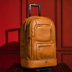 Brown Leather Roller Carry - on Set - Wize - Z