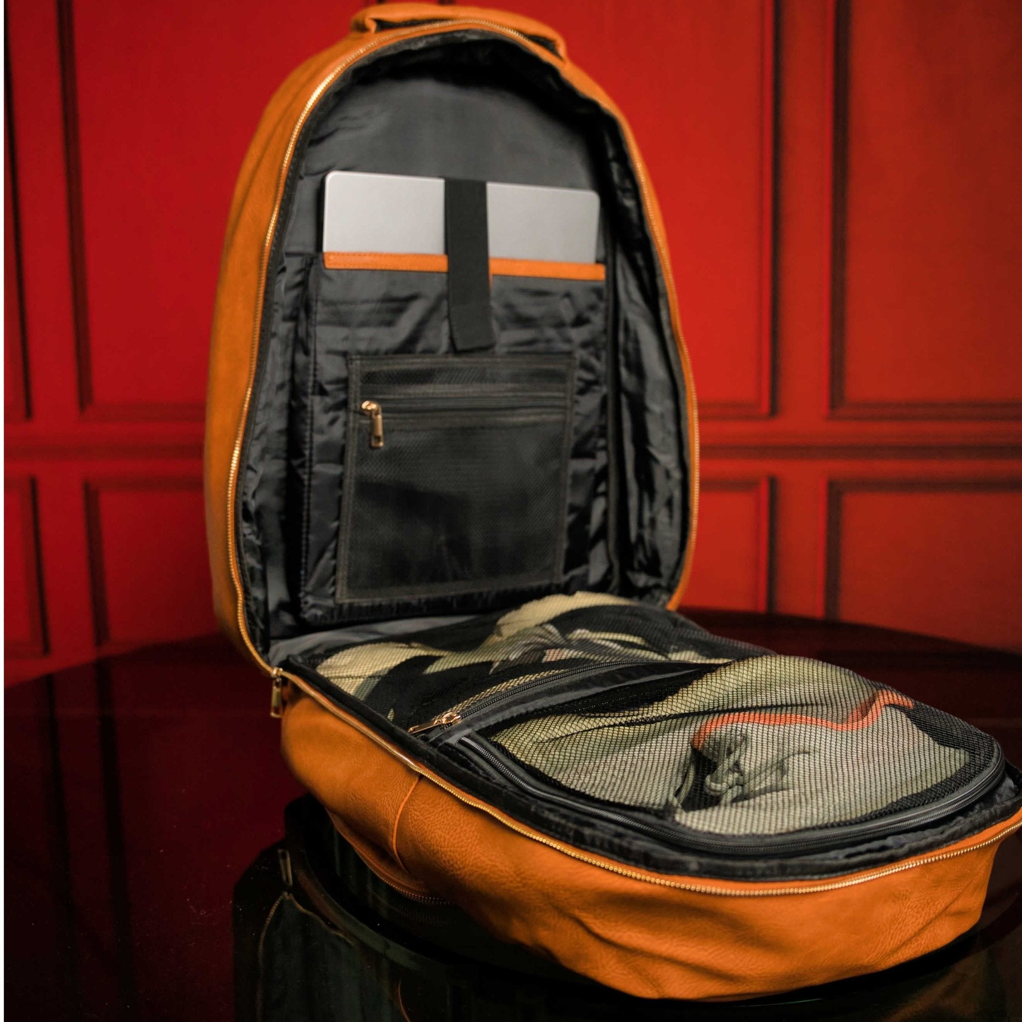 Brown Tumbled Leather 2 Bag Set (Commuter Backpack and Duffle Bag) - Wize - Z