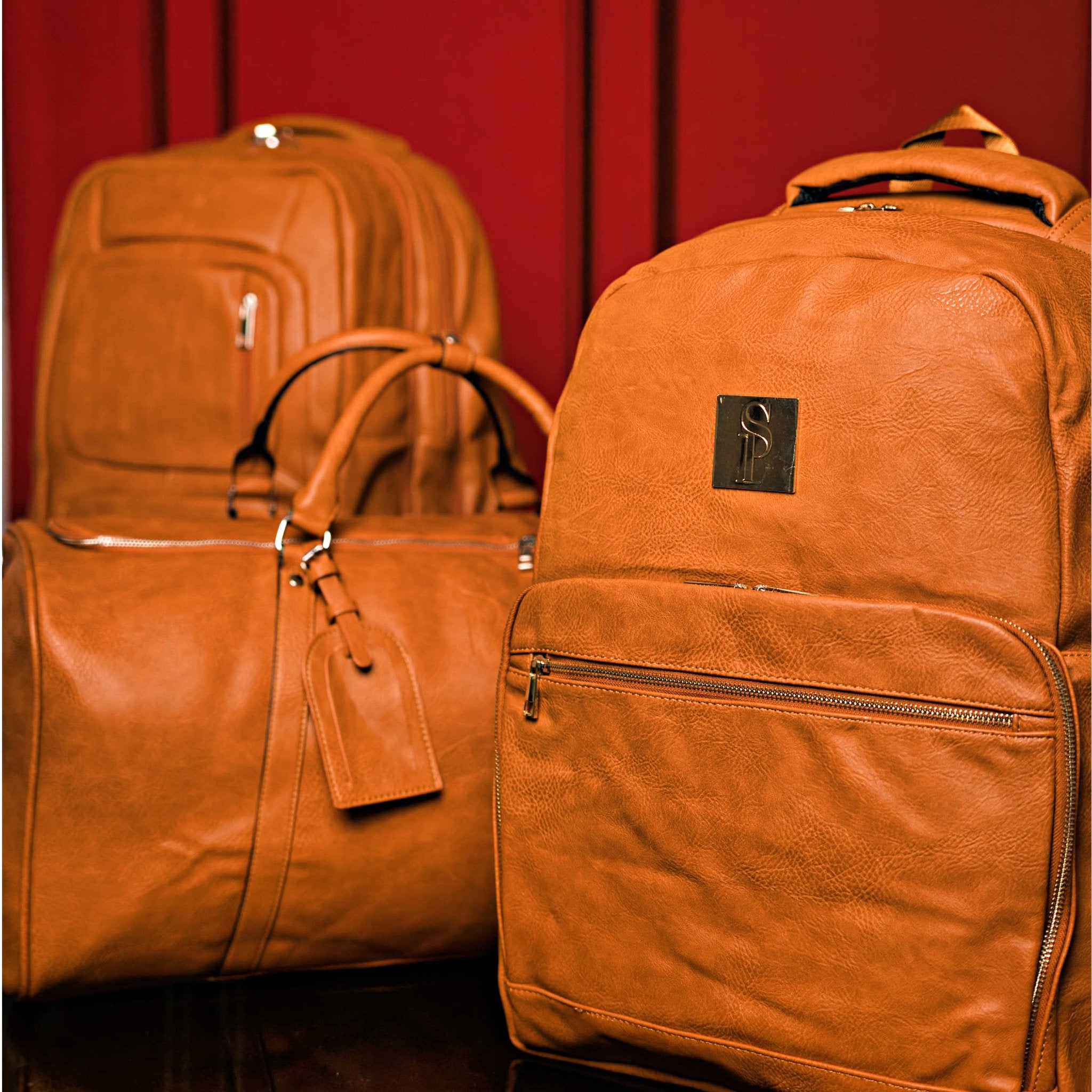 Brown Tumbled Leather 3 Bag Set - Wize - Z