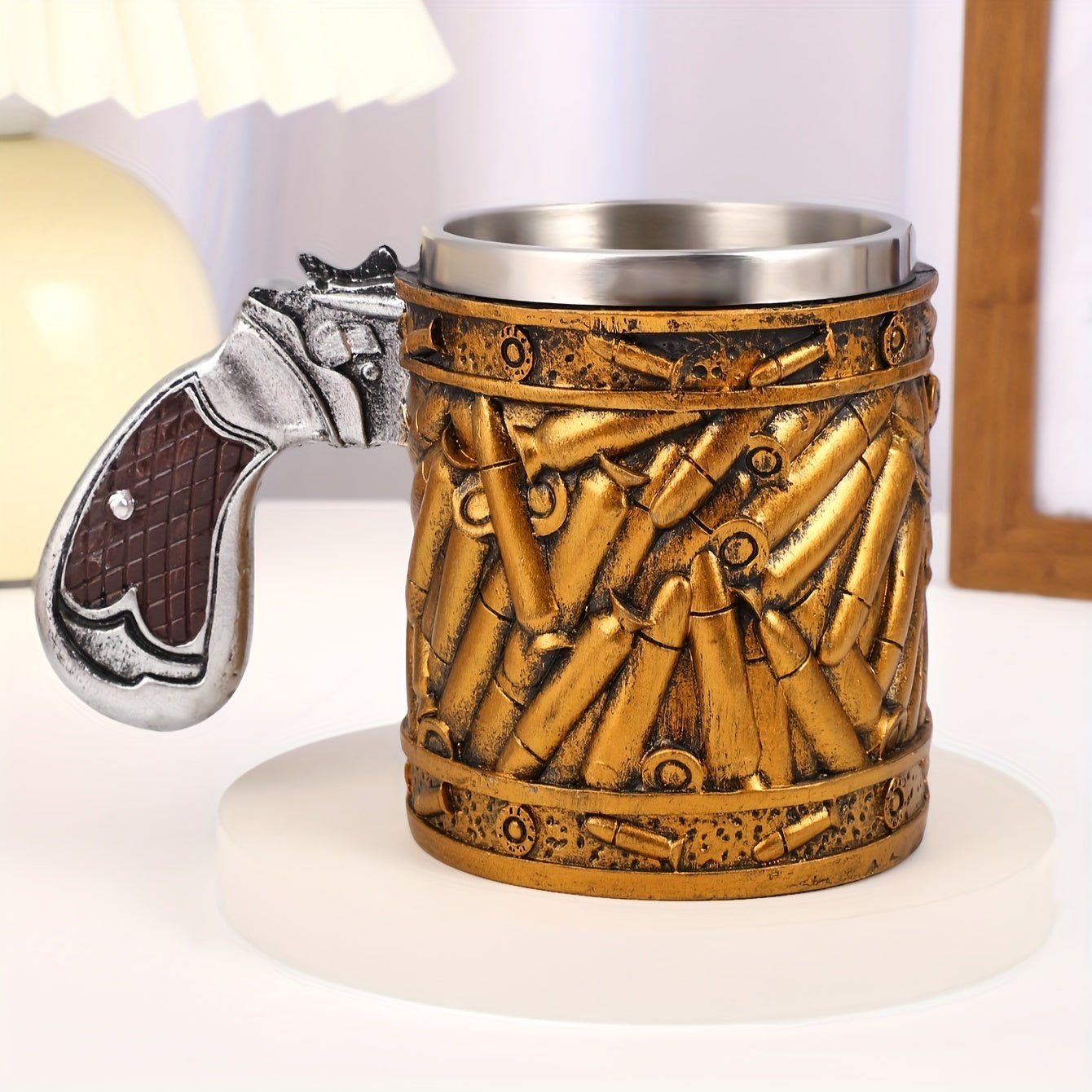 Bullet-Style Stainless Steel Mug - Non-Slip Cup for Gun Lovers & Hunters, Ammo-Themed Gift - Wize-Z