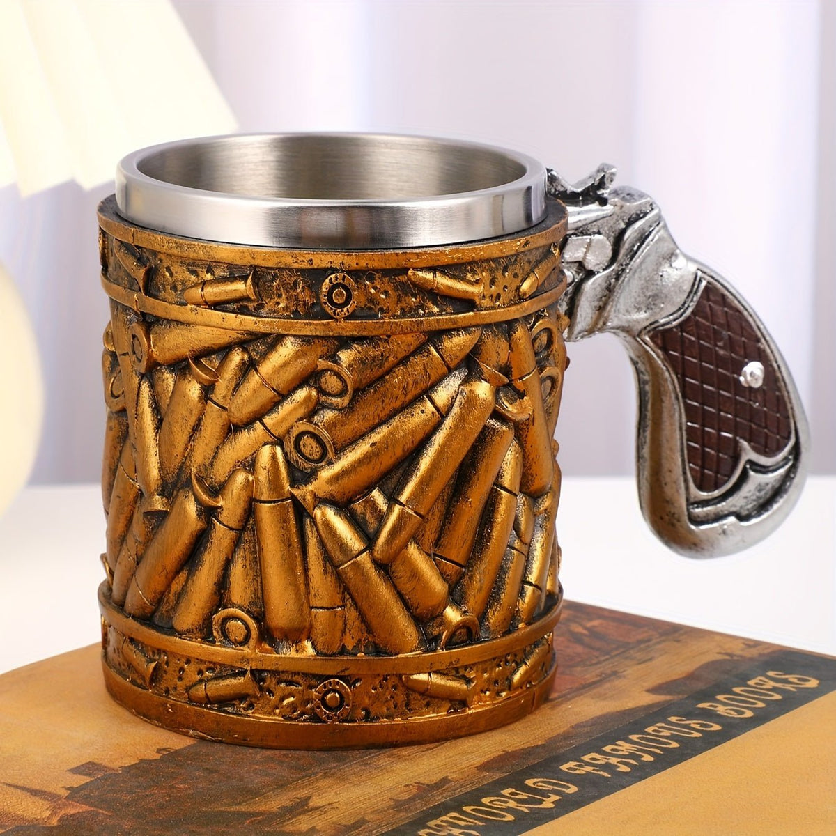 Bullet-Style Stainless Steel Mug - Non-Slip Cup for Gun Lovers & Hunters, Ammo-Themed Gift - Wize-Z
