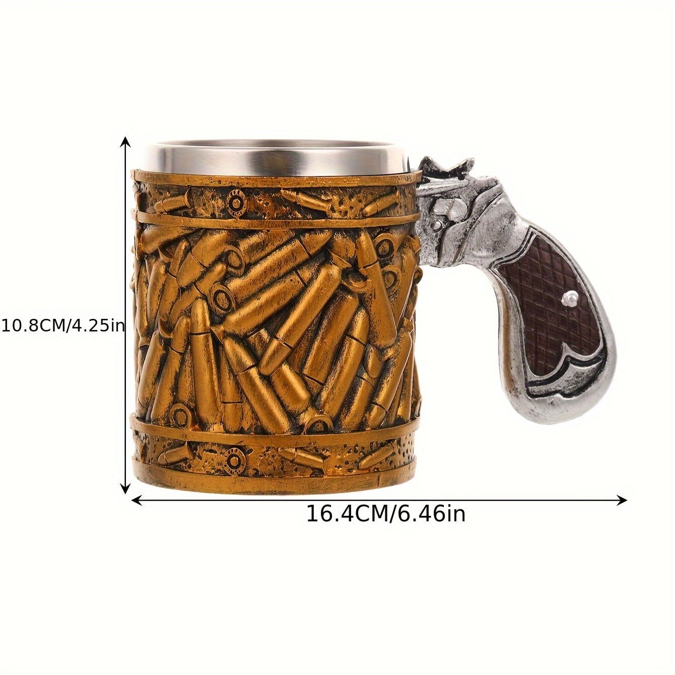 Bullet-Style Stainless Steel Mug - Non-Slip Cup for Gun Lovers & Hunters, Ammo-Themed Gift - Wize-Z