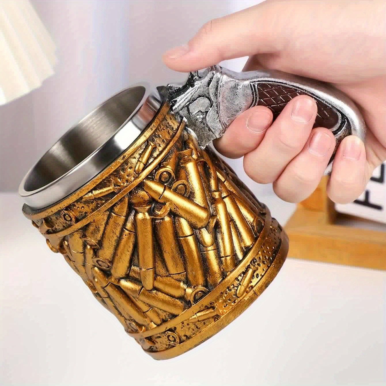 Bullet-Style Stainless Steel Mug - Non-Slip Cup for Gun Lovers & Hunters, Ammo-Themed Gift - Wize-Z
