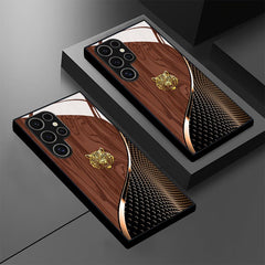 Business Style Tiger Head Pattern Design Tempered Glass Mobile Phone Case - Wize - Z