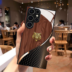 Business Style Tiger Head Pattern Design Tempered Glass Mobile Phone Case - Wize - Z