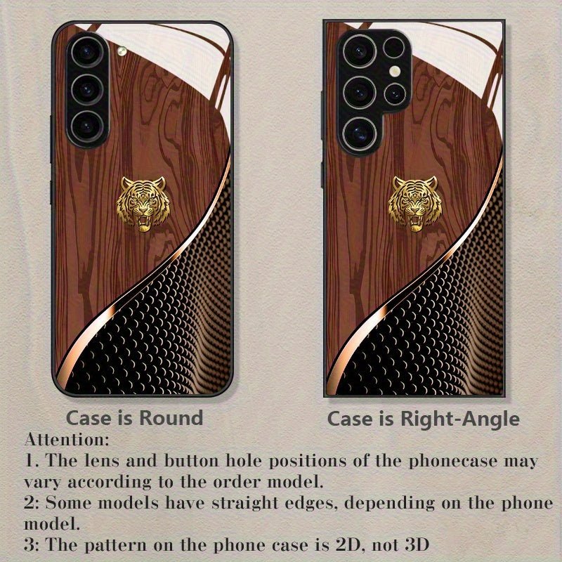 Business Style Tiger Head Pattern Design Tempered Glass Mobile Phone Case - Wize - Z