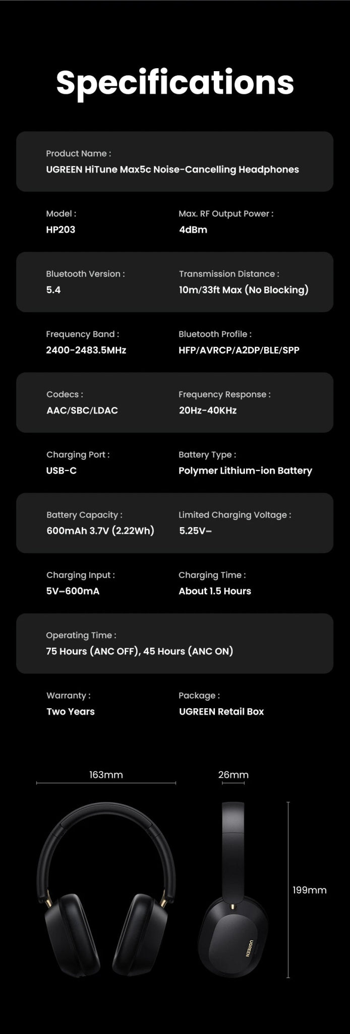 Choice Wireless Bluetooth Headphones 43dB Hybrid Active Noise Cancellation Hi - Res LDAC 75H Spatial Audio Headset Earphones - Wize - Z