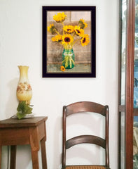 Country Sunflowers 1 Black Framed Print Wall Art - Wize - Z