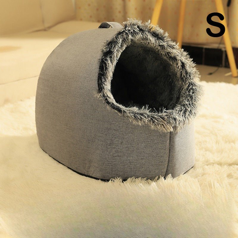 Cozy Cat Bed & Mat Set Warm Enclosed Pet Bed with Plush Interior - Wize - Z