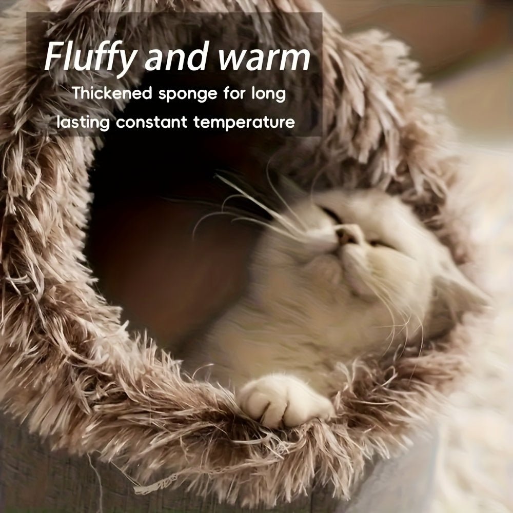 Cozy Cat Bed & Mat Set Warm Enclosed Pet Bed with Plush Interior - Wize - Z