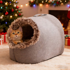 Cozy Cat Bed & Mat Set Warm Enclosed Pet Bed with Plush Interior - Wize - Z