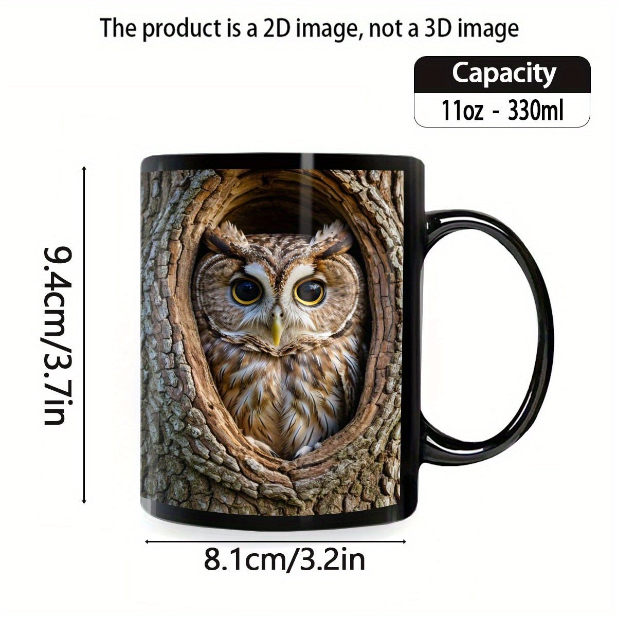Cute Owl Black Mug - 11oz Ceramic | Gifts for All Occasions - Wize-Z