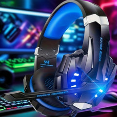 Gaming Headset with LED Lights & Microphone - Noise-Cancelling Surround Sound
