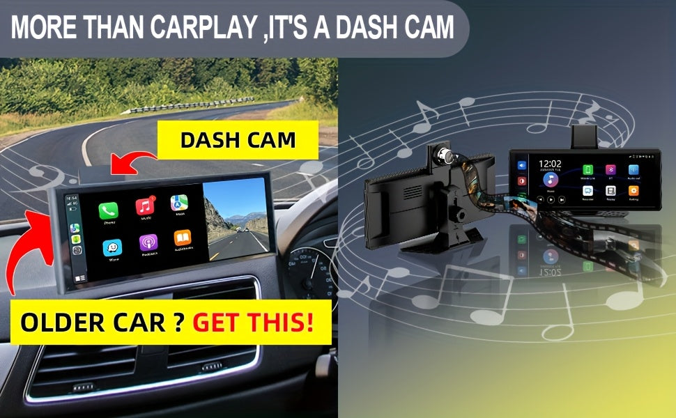 10.26" IPS HD Touchscreen Car Stereo with Wireless Apple CarPlay & Android Auto, 2.5K Front Dash Cam, Wireless, Voice Control, Backup Camera & Surround Sound – Fit for All Cars, Wireless Carplay Adapter, Vehicle Audio Upgra