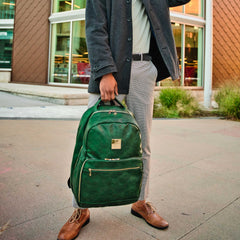 Emerald Green Leather 2 Bag Set (Commuter Backpack and Duffle) - Wize - Z