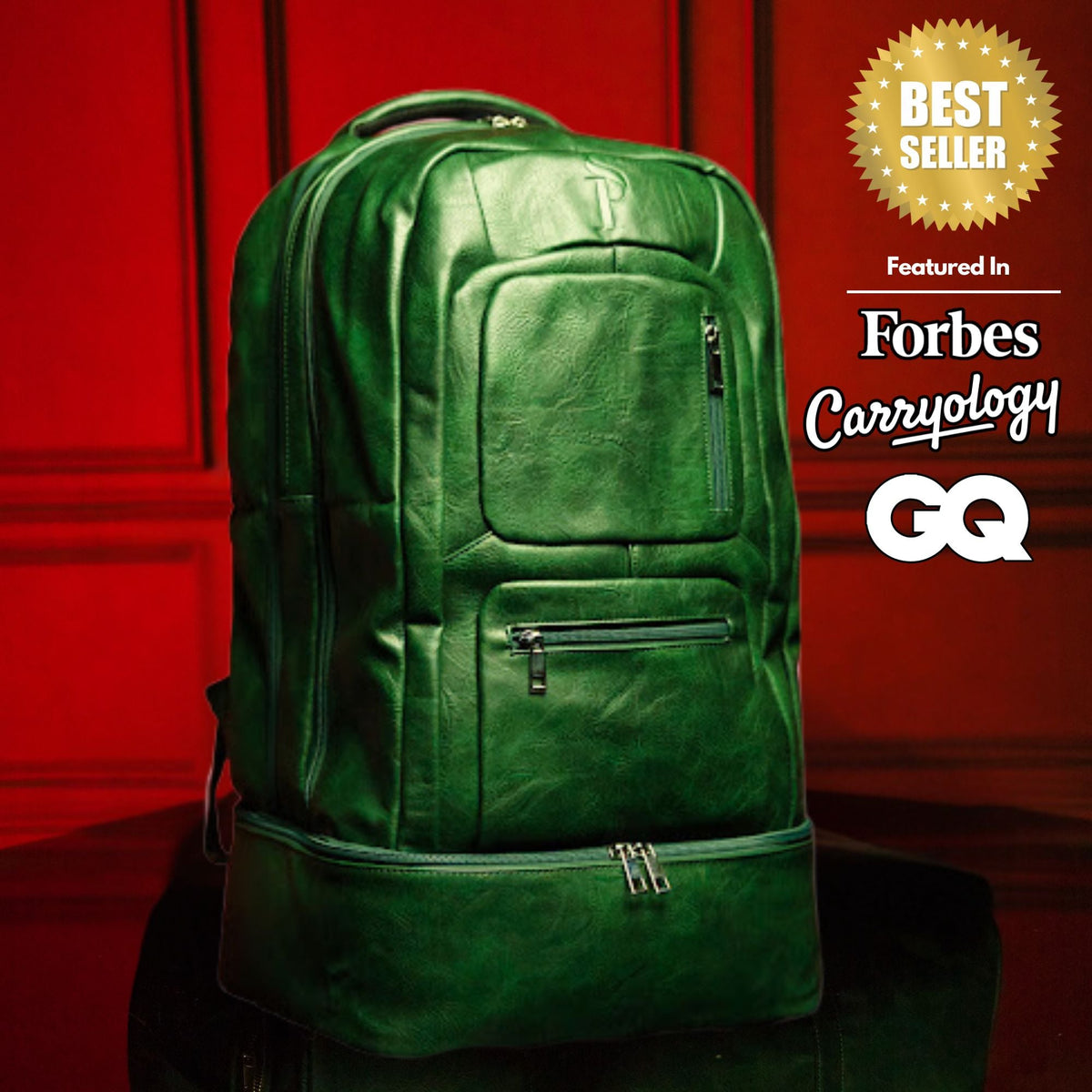 Emerald Green Leather Carry - On Patented Backpack (Only 300 Made) - Wize - Z
