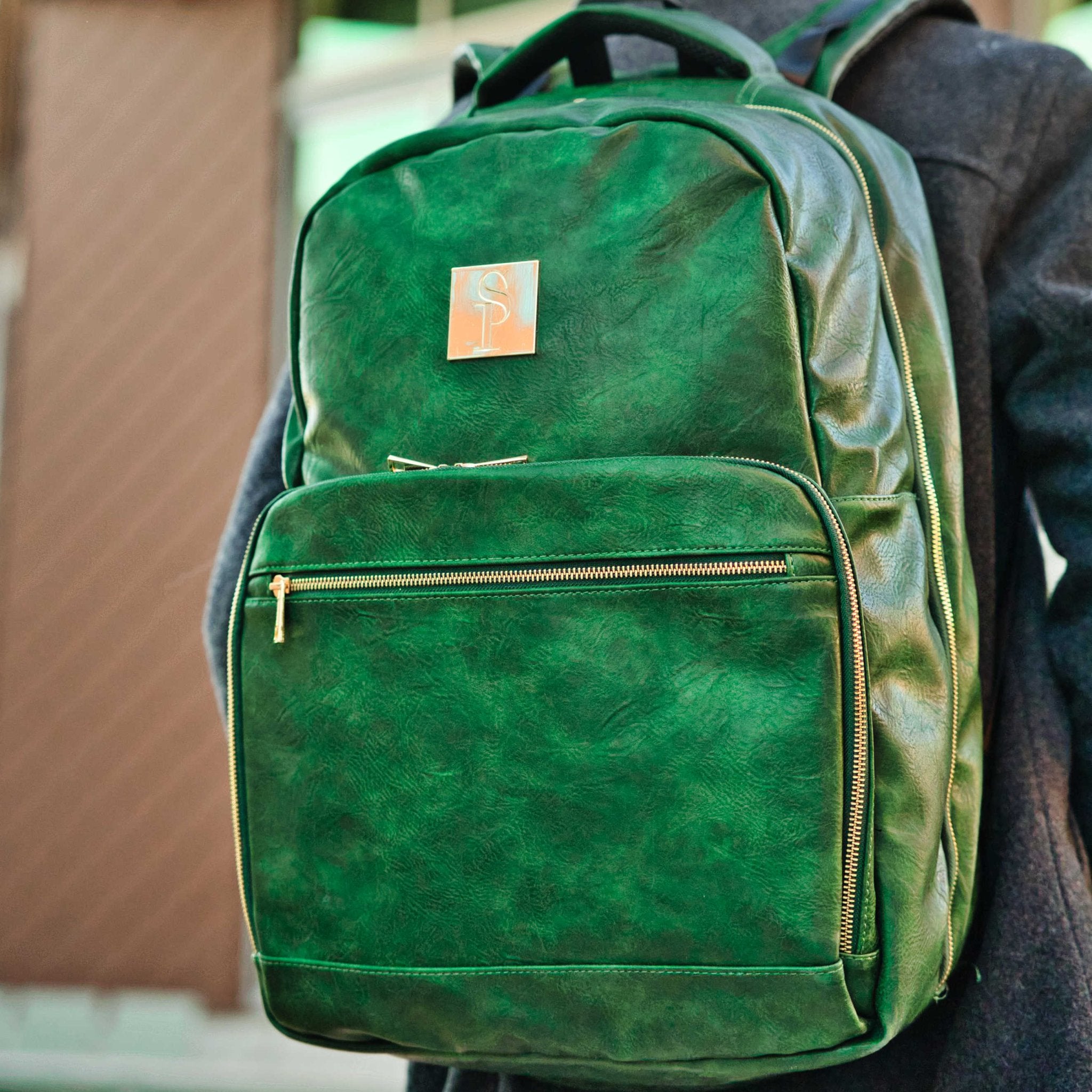 Emerald Green Leather Commuter Bag (XL Design) - Wize - Z