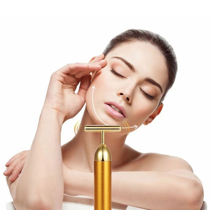 Energy 24K Gold T Beauty Bar Facial Roller Massager - Wize - Z