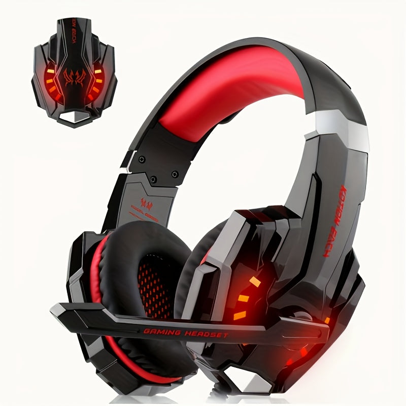 Gaming Headset with LED Lights & Microphone - Noise-Cancelling Surround Sound