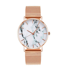 Fashion Rose Gold Mesh Band Creative Marble Female Wrist Watch Luxury Women Quartz Watches Gifts Relogio Feminino Drop Shipping - Wize - Z