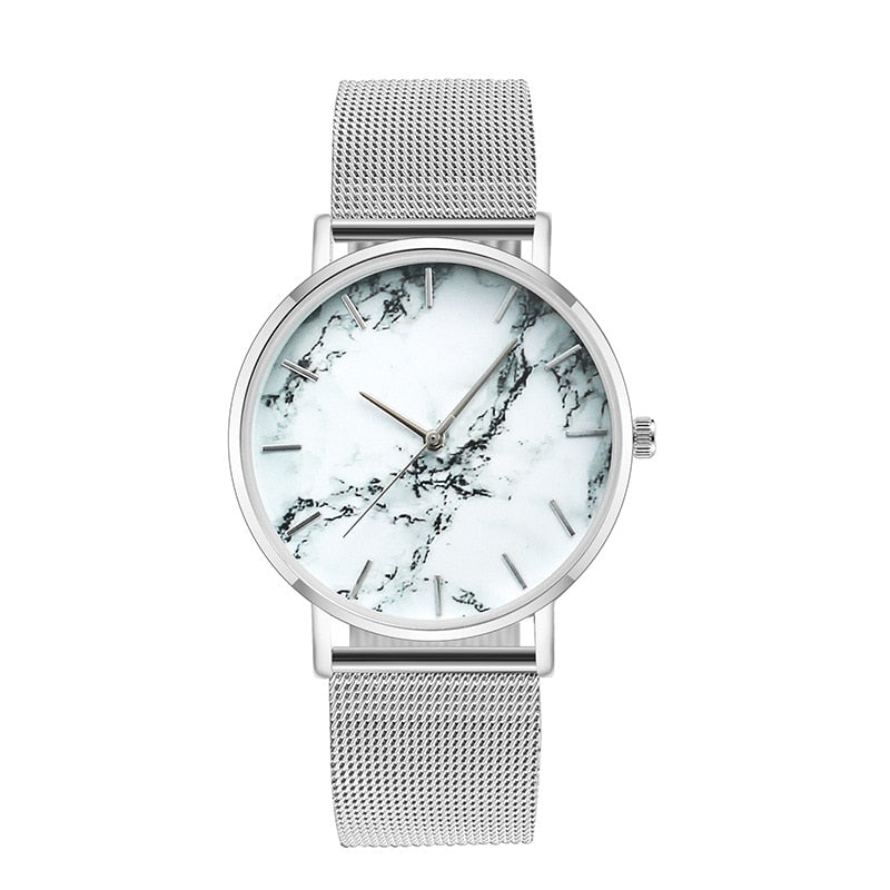 Fashion Rose Gold Mesh Band Creative Marble Female Wrist Watch Luxury Women Quartz Watches Gifts Relogio Feminino Drop Shipping - Wize - Z