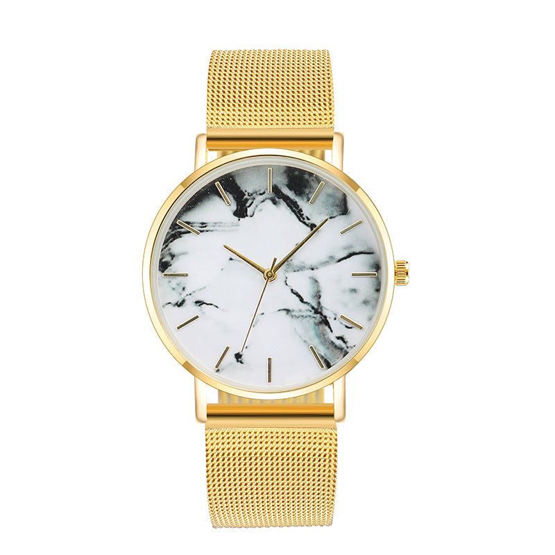 Fashion Rose Gold Mesh Band Creative Marble Female Wrist Watch Luxury Women Quartz Watches Gifts Relogio Feminino Drop Shipping - Wize - Z