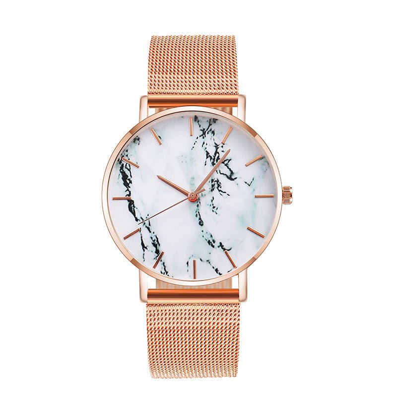 Fashion Rose Gold Mesh Band Creative Marble Female Wrist Watch Luxury Women Quartz Watches Gifts Relogio Feminino Drop Shipping - Wize - Z
