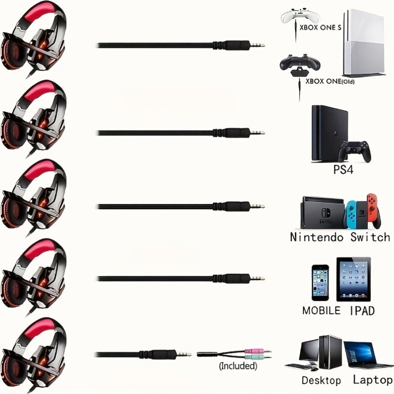 Gaming Headset with LED Lights & Microphone - Noise - Cancelling Surround Sound - Wize - Z