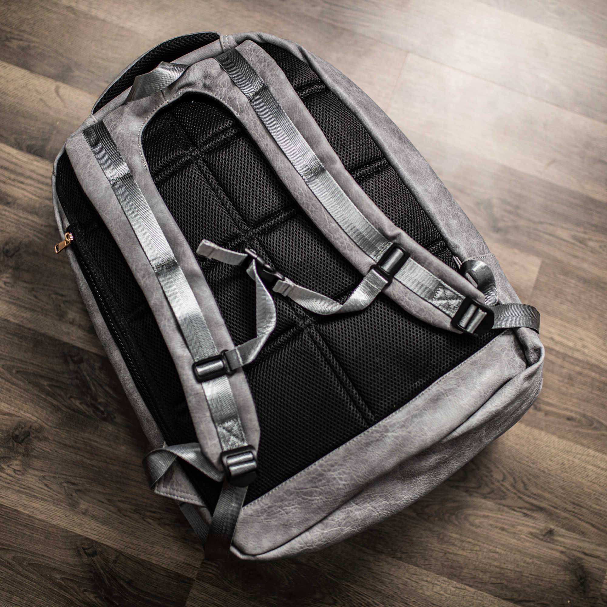Grey Leather Commuter Bag - Wize - Z