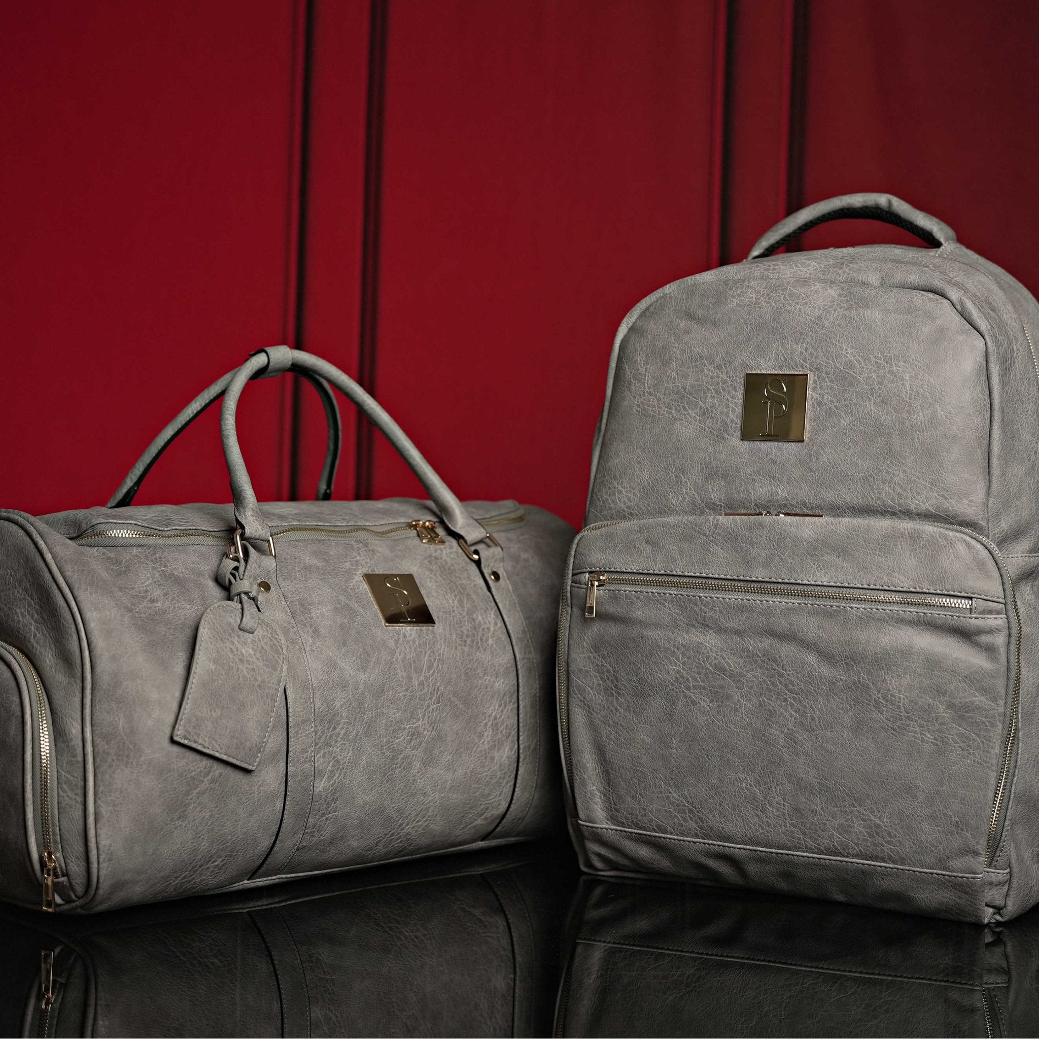 Grey Tumbled Luciano Leather 3 Bag Set - Wize - Z