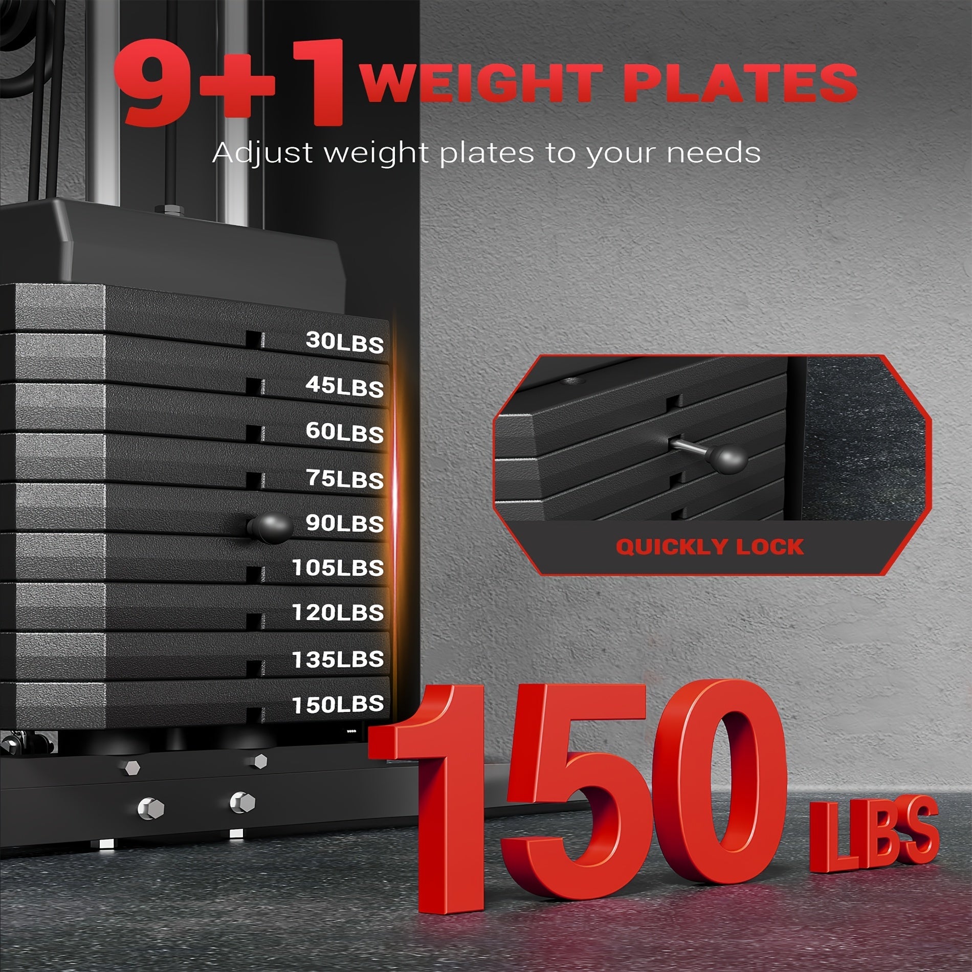 Home Gym Station, 150LBS Weight Stack - Wize - Z