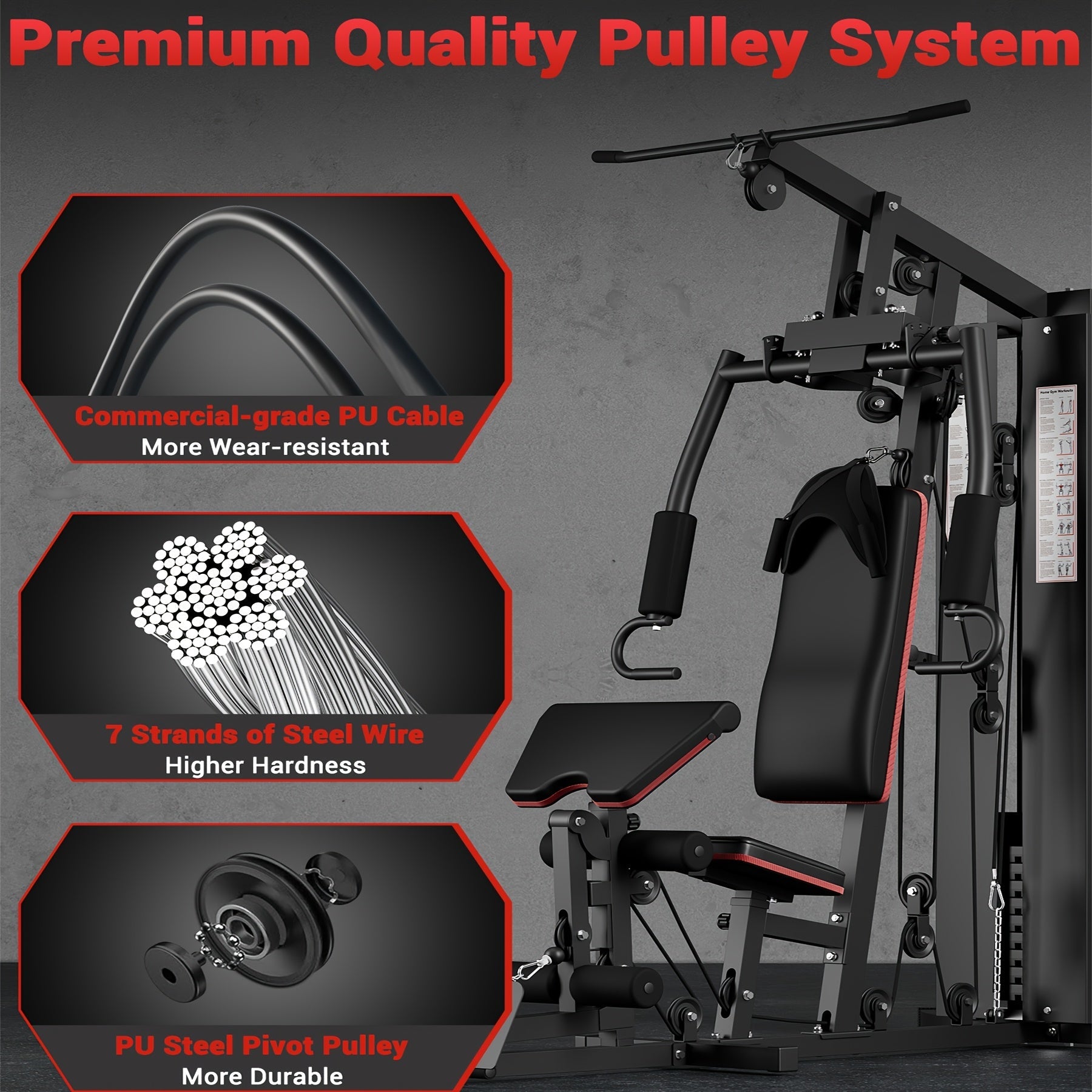 Home Gym Station, 150LBS Weight Stack - Wize - Z