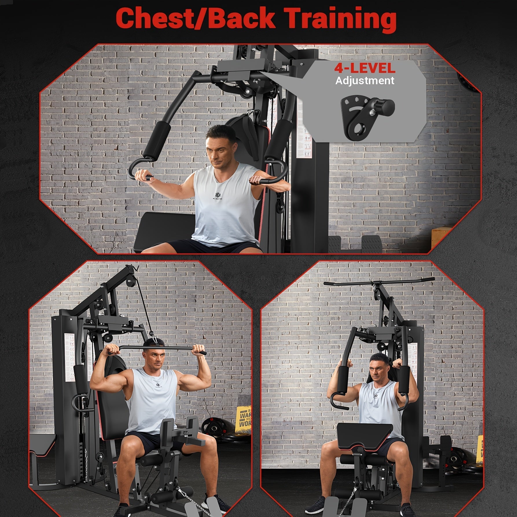 Home Gym Station, 150LBS Weight Stack - Wize - Z