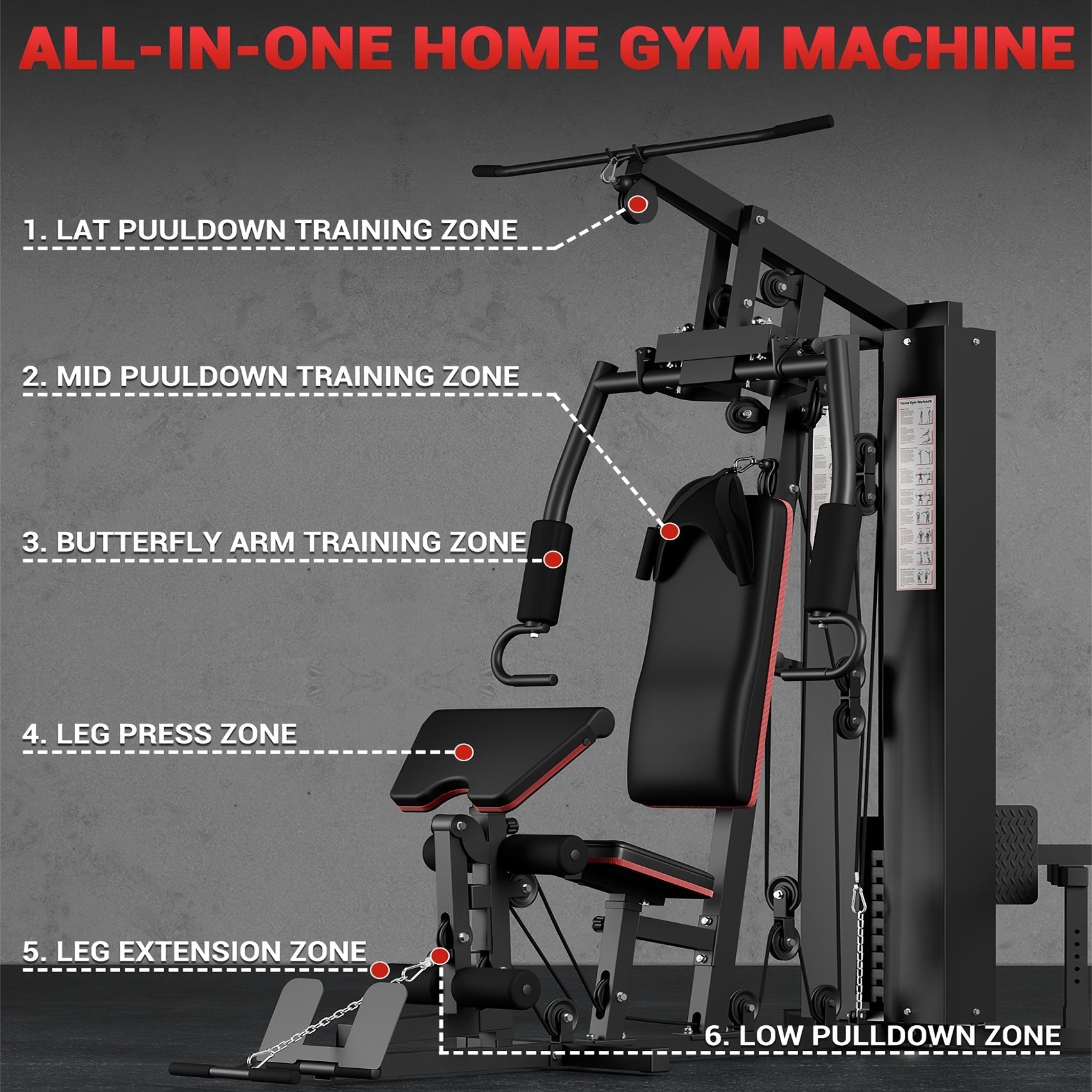Home Gym Station, 150LBS Weight Stack - Wize - Z