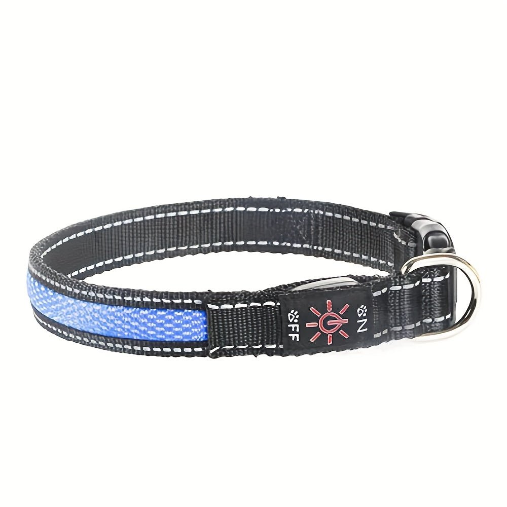 LED Dog Collar, Light Up Dog Collar, USB Rechargeable, Adjustable Comfortable Soft Mesh Safety Dog Collar For Small, Medium, Large Dogs(Blue/ Green/ Pink/ Red/ Yellow) - Wize - Z