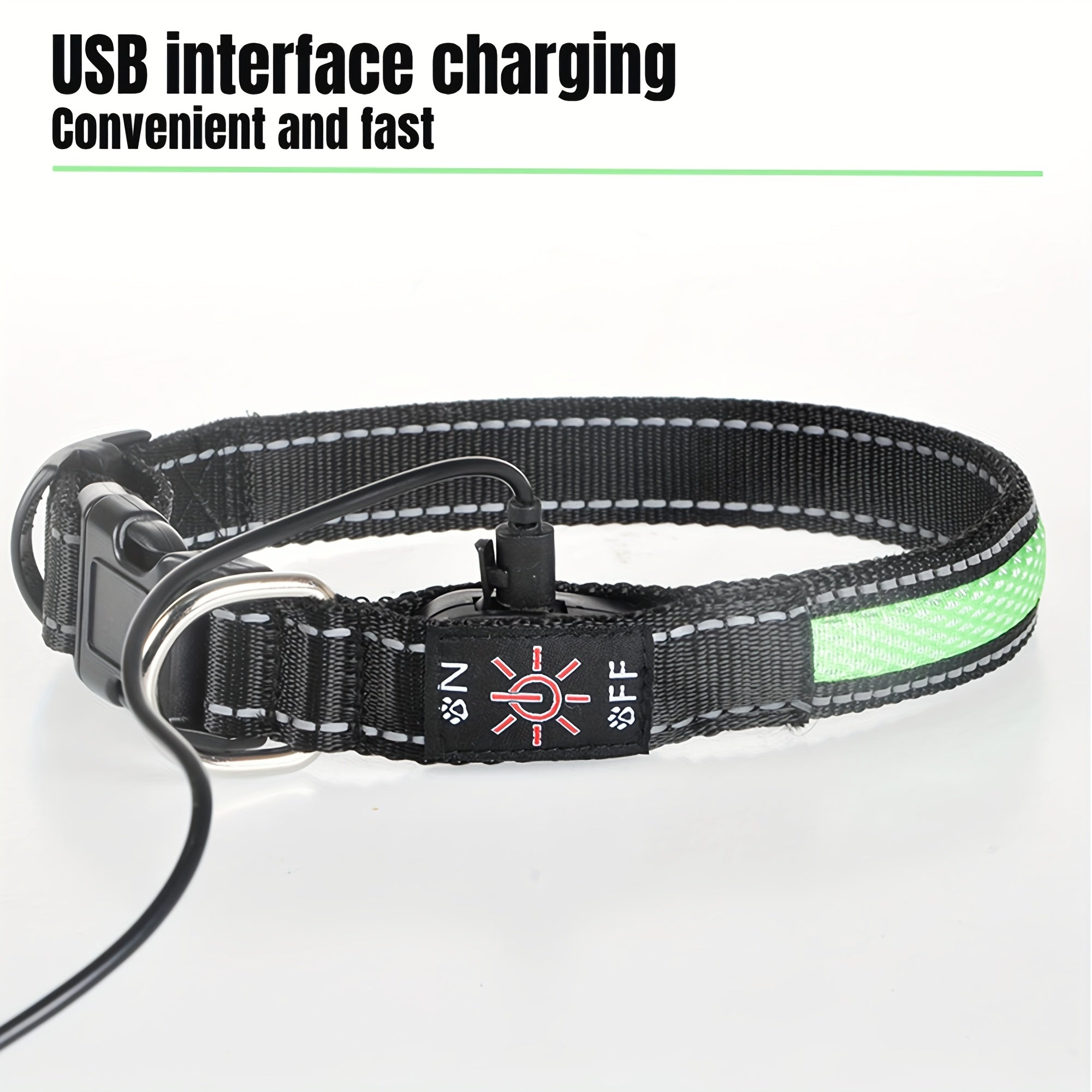 LED Dog Collar, Light Up Dog Collar, USB Rechargeable, Adjustable Comfortable Soft Mesh Safety Dog Collar For Small, Medium, Large Dogs(Blue/ Green/ Pink/ Red/ Yellow) - Wize - Z