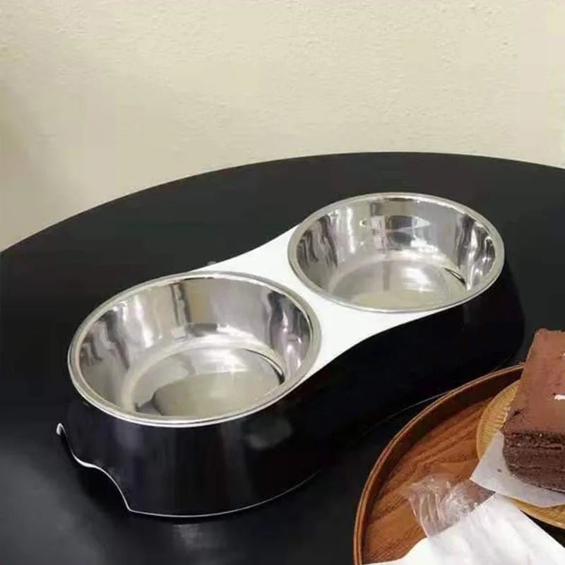Luxury Stainless Steel Dog Bowls Non Slip Designer Pet Food Water Feeder Set Pet Bowls With Placemat - Wize - Z