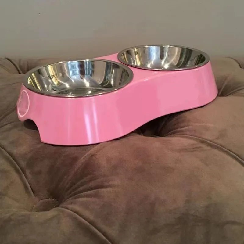 Luxury Stainless Steel Dog Bowls Non Slip Designer Pet Food Water Feeder Set Pet Bowls With Placemat - Wize - Z