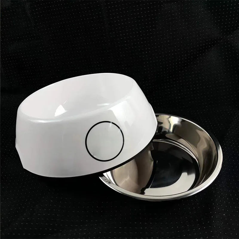 Luxury Stainless Steel Dog Bowls Non Slip Designer Pet Food Water Feeder Set Pet Bowls With Placemat - Wize - Z