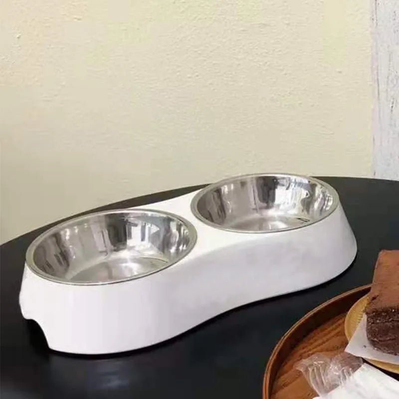 Luxury Stainless Steel Dog Bowls Non Slip Designer Pet Food Water Feeder Set Pet Bowls With Placemat - Wize - Z