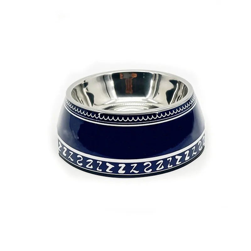 Luxury Stainless Steel Dog Bowls Non Slip Designer Pet Food Water Feeder Set Pet Bowls With Placemat - Wize - Z