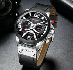 Military Leather Chronograph Wristwatch - Wize - Z