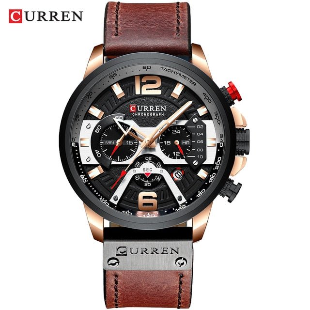 Military Leather Chronograph Wristwatch - Wize - Z