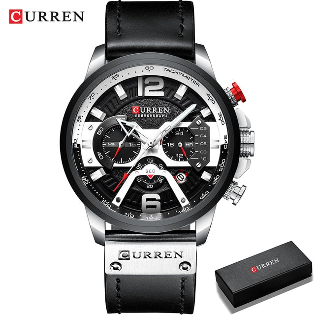 Military Leather Chronograph Wristwatch - Wize - Z
