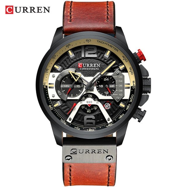 Military Leather Chronograph Wristwatch - Wize - Z