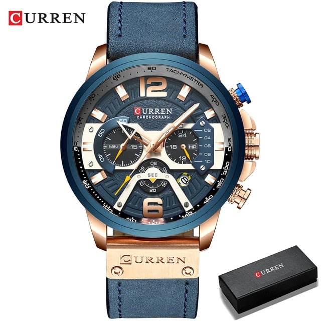 Military Leather Chronograph Wristwatch - Wize - Z
