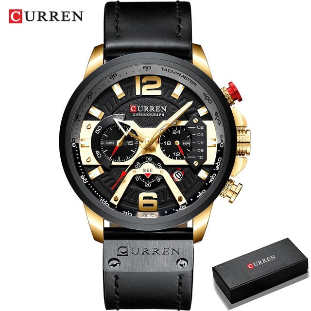 Military Leather Chronograph Wristwatch - Wize - Z