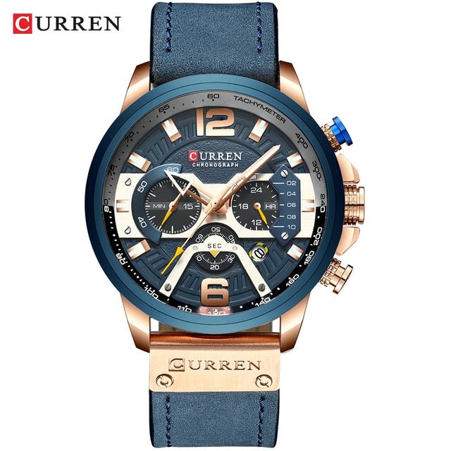 Military Leather Chronograph Wristwatch - Wize - Z