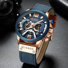 Military Leather Chronograph Wristwatch - Wize - Z